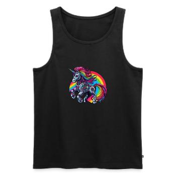 Cyborg Unicorn with Rainbow - Men's Premium Organic Tank Top - black - Front - Michal (187cm)