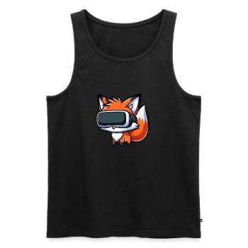 Mignon Fox VR Gamer Dessin animé de réalité virtuelle - Débardeur bio Premium Homme - noir - Devant - Michal (187cm)