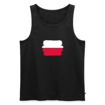 Pologne Drapeau utilisé Look Polska Drapeau polonais - Débardeur bio Premium Homme - noir - Devant - AI Model Male 178 light (178cm)