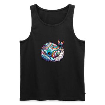 Artistiquement peint baleine éclosion de l’œuf de Pâques - Débardeur bio Premium Homme - noir - Devant - AI Model Male 178 light (178cm)