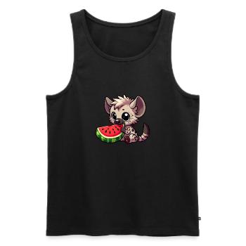 Hyäne mit Wassermelone Sommerfrucht - Männer Premium Bio Tank Top - Schwarz - Vorne - AI Model Male 178 light (178cm)