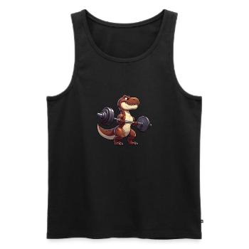 T-Rex avec conception d’entraînement avec haltères - Débardeur bio Premium Homme - noir - Devant - Michal (187cm)
