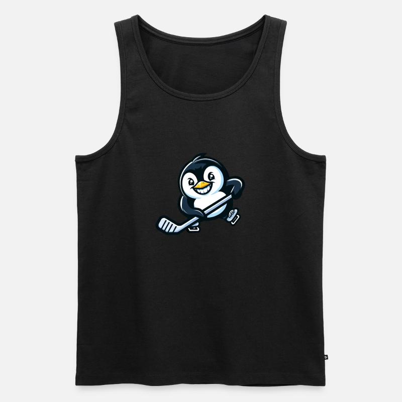 Cooler Pinguin Eishockey - Männer Premium Bio Tank Top - Schwarz