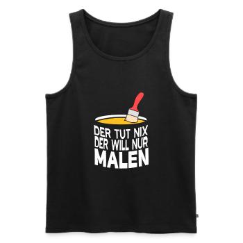Der will nur Malen Design für Maler und Lackierer - Männer Premium Bio Tank Top - Schwarz - Vorne - Michal (187cm)
