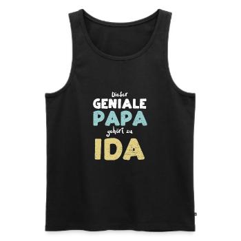 Dieser Geniale Papa Gehört Zu Ida - Männer Premium Bio Tank Top - Schwarz - Vorne - Michal (187cm)