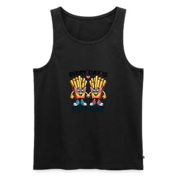 Jeder Tag ist Pommes Tag verliebte Pommestüten - Männer Premium Bio Tank Top - Schwarz - Vorne - AI Model Male 178 light (178cm)
