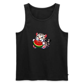 Bengalkatze Mit Wassermelone Fruchtig Lustig - Männer Premium Bio Tank Top - Schwarz - Vorne - Michal (187cm)