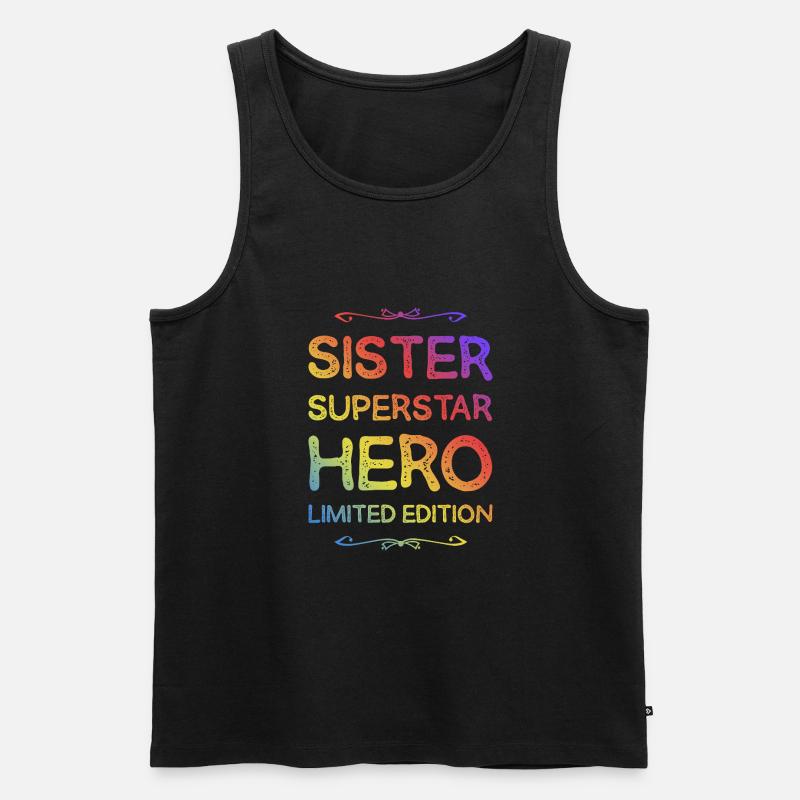 Beste Schwester Heldin Spruch - Männer Premium Bio Tank Top - Schwarz