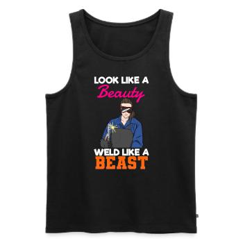 Look Like A Beauty Weld Like A Beast Schweißerin - Männer Premium Bio Tank Top - Schwarz - Vorne - Michal (187cm)