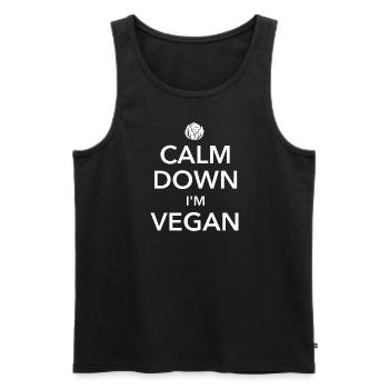 Calm down I'm vegan - Reg dich ab - Spruch - Männer Premium Bio Tank Top - Schwarz - Vorne - AI Model Male 178 light (178cm)