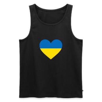 Ukraine, Coeur, Drapeau, Amour, Amitié, Paix - Débardeur bio Premium Homme - noir - Devant - Michal (187cm)