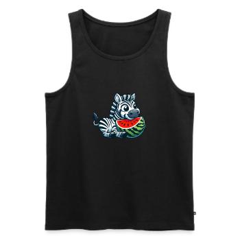 Zebra Mit Wassermelone Fruchtig Lustig - Männer Premium Bio Tank Top - Schwarz - Vorne - Michal (187cm)