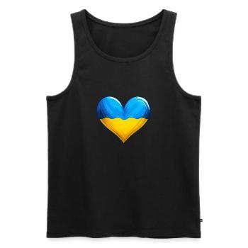 Ukraine Ukrainische Farben Herz Blau Gelb - Männer Premium Bio Tank Top - Schwarz - Vorne - AI Model Male 178 light (178cm)