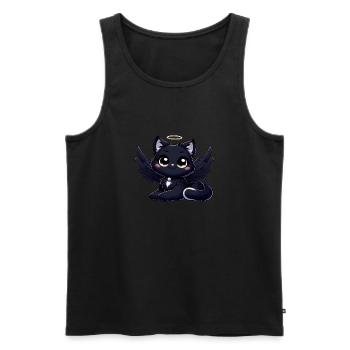 Gothic Katze süß schwarzer Engel mit Flügeln - Männer Premium Bio Tank Top - Schwarz - Vorne - AI Model Male 178 light (178cm)