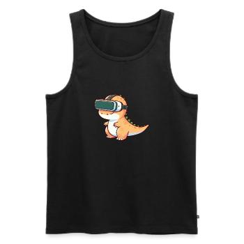 Dino T-Rex VR Gamer Virtual Reality Gaming - Men's Premium Organic Tank Top - black - Front - Michal (187cm)