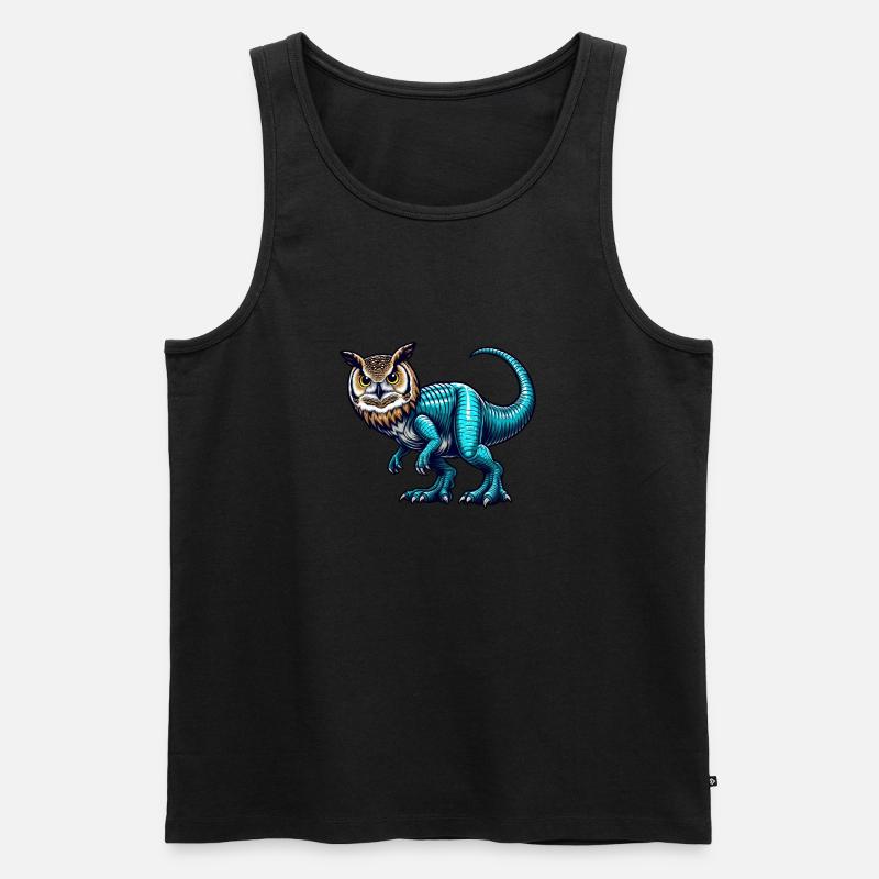 T-Rex Eule Fusion Fabeltier Design - Männer Premium Bio Tank Top - Schwarz