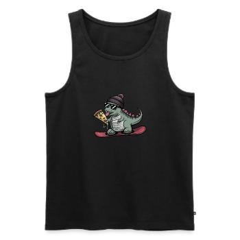 dino trex dinosaurier snowboard snowboarder - Männer Premium Bio Tank Top - Schwarz - Vorne - Michal (187cm)