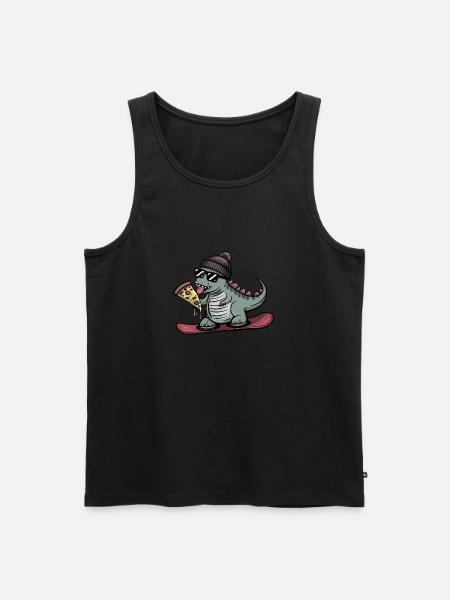Dino Trex Dinosaur Snowboard Snowboarder - Men's Premium Organic Tank Top - black