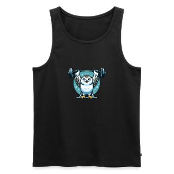 Eule als Gewichtheber: Barbell Workout - Männer Premium Bio Tank Top - Schwarz - Vorne - AI Model Male 178 light (178cm)