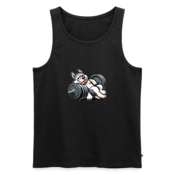 Fauler Husky Hantel Training Erschöpft Lustig - Männer Premium Bio Tank Top - Schwarz - Vorne - AI Model Male 178 light (178cm)