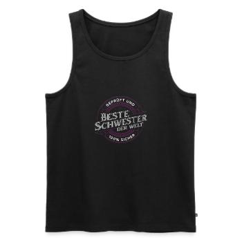 Schwester Schwesterherz Geschenk Geschenkidee - Männer Premium Bio Tank Top - Schwarz - Vorne - Michal (187cm)