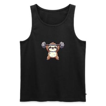 Entraînement d’haltères Sloth Fitness - Débardeur bio Premium Homme - noir - Devant - Michal (187cm)