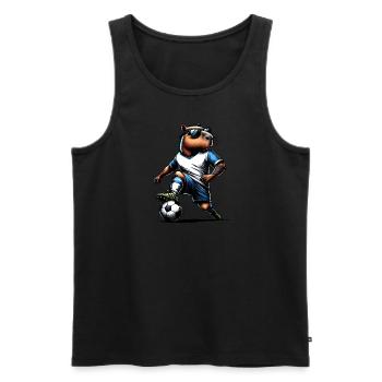 Capybara spielt Fußball - Geschenk Fußballspieler - Männer Premium Bio Tank Top - Schwarz - Vorne - AI Model Male 178 light (178cm)