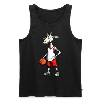 Chèvres Basketteur Joueur / Chèvre Basket-ball - Débardeur bio Premium Homme - noir - Devant - Michal (187cm)
