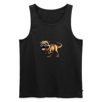 Dino T-Rex & Carlin Fusion Dessin animé - Débardeur bio Premium Homme - noir - Devant - Michal (187cm)