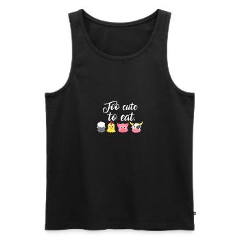 Trop mignon pour manger - trop mignon pour manger - végétalien - Débardeur bio Premium Homme - noir - Devant - AI Model Male 178 light (178cm)