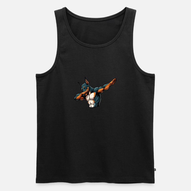 Cooler Dobermann Dabbing Comic - Männer Premium Bio Tank Top - Schwarz