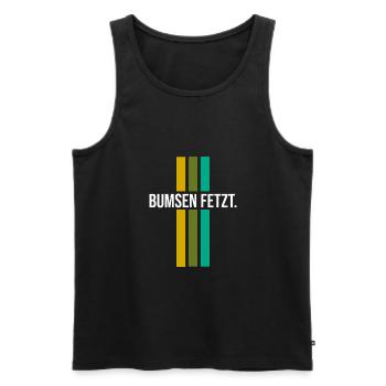 Bumsen fetzt - Männer Premium Bio Tank Top - Schwarz - Vorne - Michal (187cm)