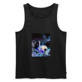 Space Cave avec cascade - Débardeur bio Premium Homme - noir - Devant - AI Model Male 178 light (178cm)