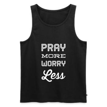 Pray More Worry Less - Men's Premium Organic Tank Top - black - Front - Michal (187cm)