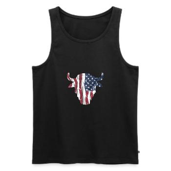 Buffalo Skull USA Flag - Männer Premium Bio Tank Top - Schwarz - Vorne - Michal (187cm)