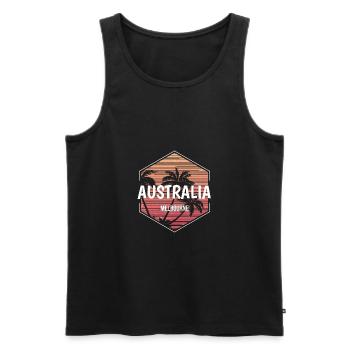 Melbourne Australia Beach Vacation Souvenir - Men's Premium Organic Tank Top - black - Front - Michal (187cm)
