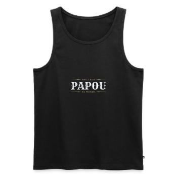 Meilleur Papou Tenue Familiale Mère Père Enfant - Débardeur bio Premium Homme - noir - Devant - AI Model Male 178 light (178cm)
