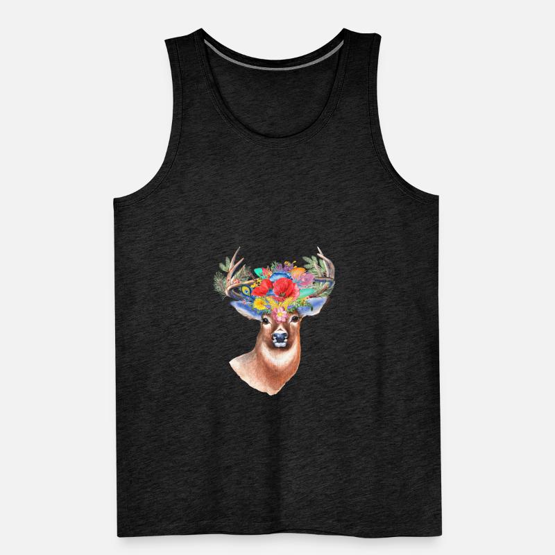 Hirsch mit Blumen Männer Premium Bio Tank Top