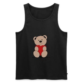 Teddybär mit Herz - Männer Premium Bio Tank Top - Schwarz - Vorne - Michal (187cm)