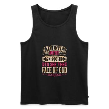 Einen anderen Menschen zu lieben bedeutet, das Antlitz Gottes zu sehen - Männer Premium Bio Tank Top - Schwarz - Vorne - Michal (187cm)
