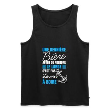 Humour Marin Bière Mer - Débardeur bio Premium Homme - noir - Devant - AI Model Male 178 light (178cm)