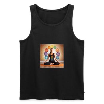 Yoga mit Chakren. Yoga- und Meditationskleidung - Männer Premium Bio Tank Top - Schwarz - Vorne - AI Model Male 178 light (178cm)