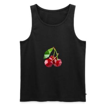 Low Poly Kirsche - Männer Premium Bio Tank Top - Schwarz - Vorne - AI Model Male 178 light (178cm)