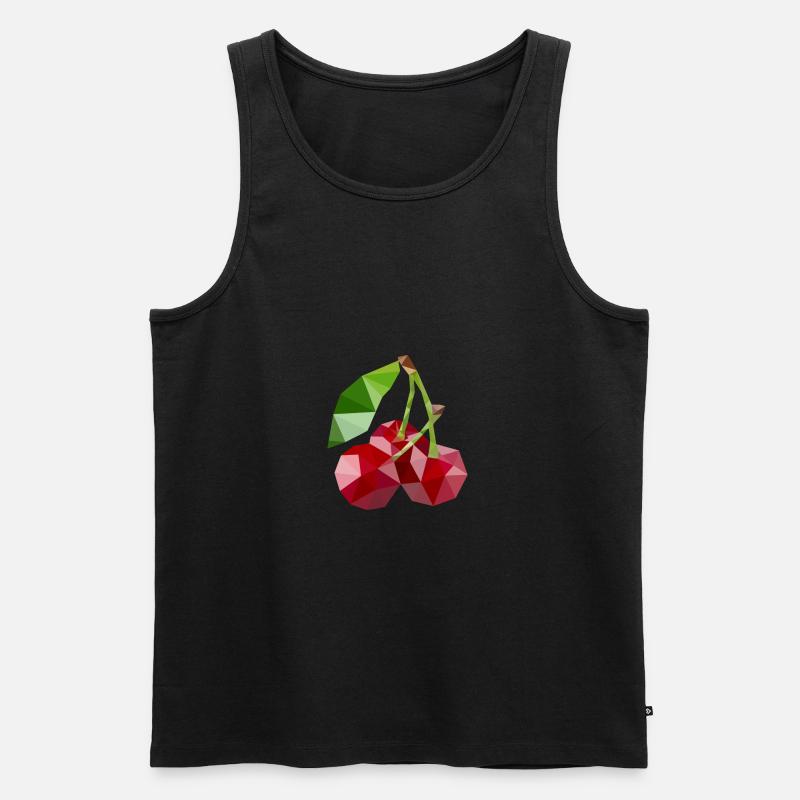 Low Poly Kirsche - Männer Premium Bio Tank Top - Schwarz