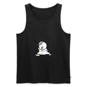 Snowsey, der kleine Schneemann, ist traurig - Männer Premium Bio Tank Top - Schwarz - Vorne - AI Model Male 178 light (178cm)
