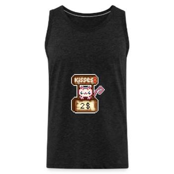 Kitty Kisses - Men's Premium Organic Tank Top - charcoal grey - Front - Alexander (188cm)