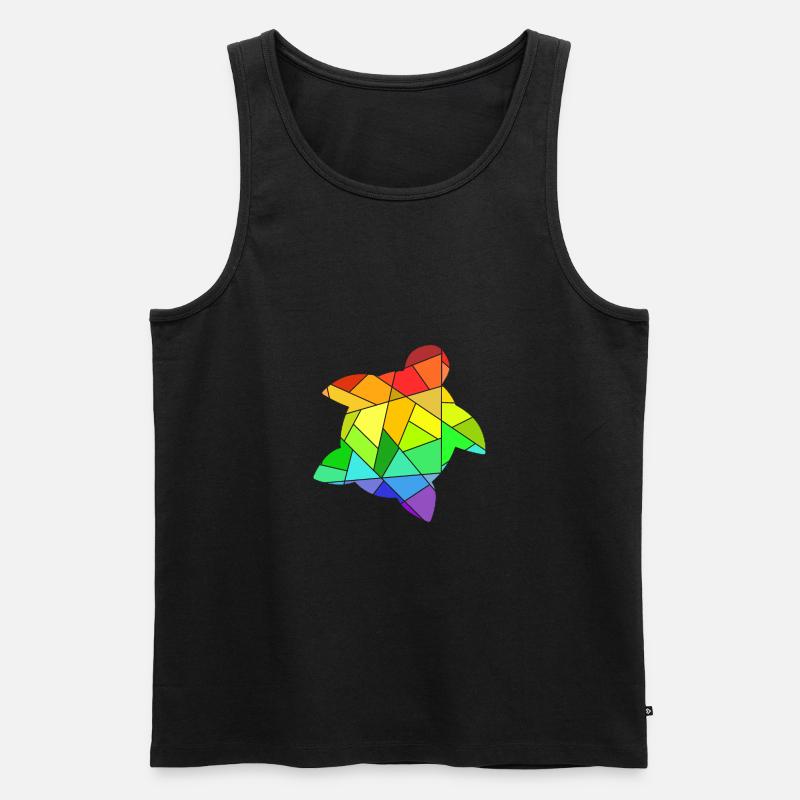 Rainbow Geometric Figures Turtle - Men's Premium Organic Tank Top - black