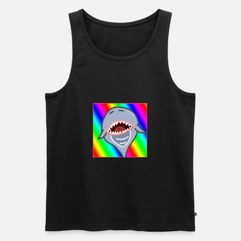 Regenbogen Hai - Männer Premium Bio Tank Top - Schwarz