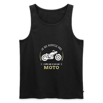 Je ne ronfle pas je rêve que je suis une moto - Débardeur bio Premium Homme - noir - Devant - Michal (187cm)