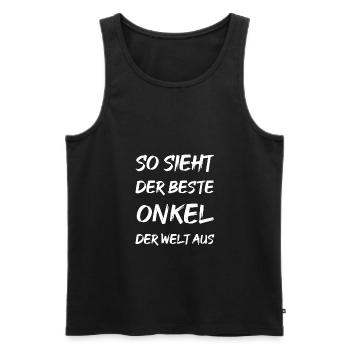 So sieht der beste Onkel der Welt aus - Männer Premium Bio Tank Top - Schwarz - Vorne - Michal (187cm)